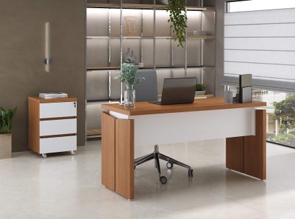 Ambiente Mesa 1450 + Gaveteiro 3 Gavetas Y37 - Freijó com Branco