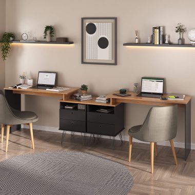 Conjunto 2 Escrivaninha Plus Freijó.Preto