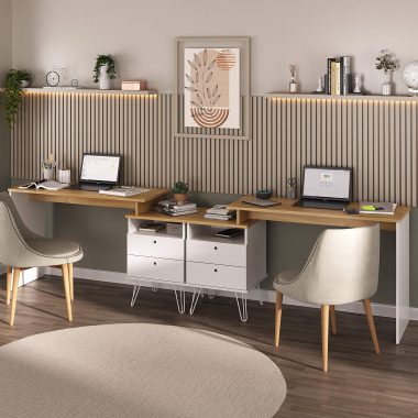 Conjunto 2 Escrivaninha Plus Olmo.Branco