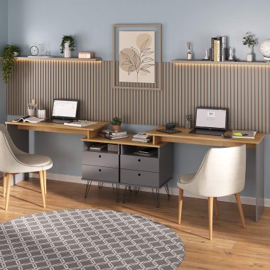 Conjunto 2 Escrivaninha Plus Olmo.Grafito