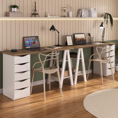 Conjunto 2 Escrivaninha Spirit Nogal.Branco