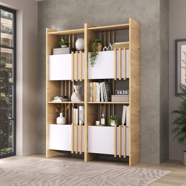 Conjunto 2 Estante Arbos - Olmo com Branco