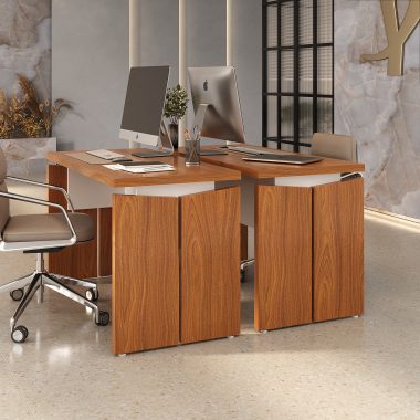 Conjunto 2 Mesas Operacionais 1250 Y37 freijó com branco