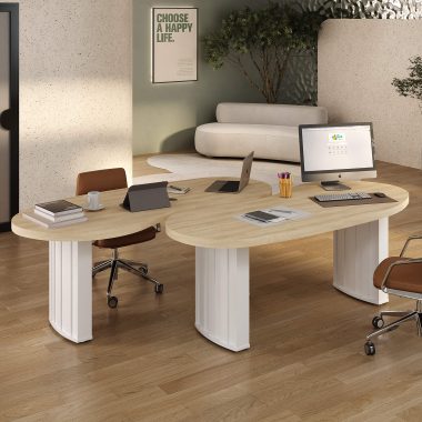 Conjunto 2 Mesas Organic - Carvalho com Branco