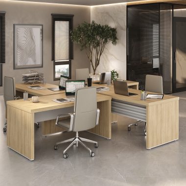 Conjunto 4 Mesas Tamburato1600 Carvalho e Branco