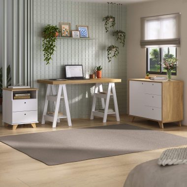 Conjunto- Art olmo, branco + Lugano + Gaveteiro Day