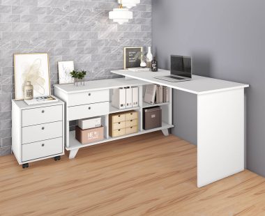 Conjunto Branco- Escrivaninha Gold + Gaveteiro New