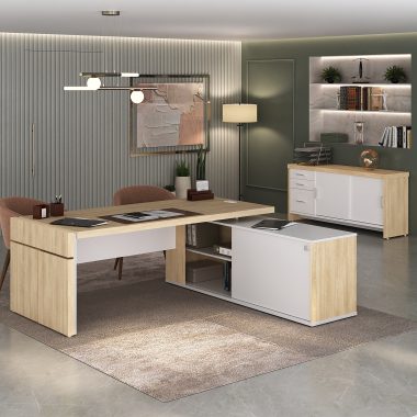 Conjunto Carv, branco- Estação Diretoria Tamb com connect + Balcão Tamb com gavetas