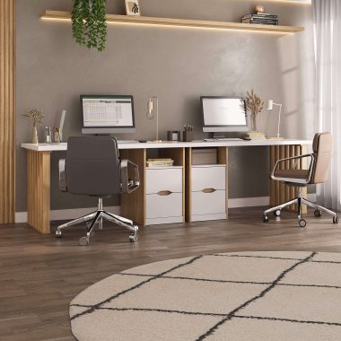 Conjunto Escrivaninha Florence Olmo.Branco - (1) Ambientada (1)