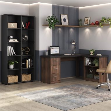 Conjunto Escrivaninha Mali + Estante Clean Ipê.Preto