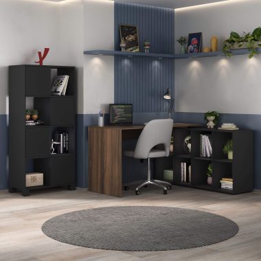 Conjunto- Escrivaninha Nero Ipe, preto + Wally Preto