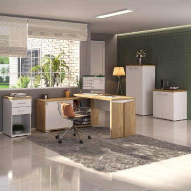 Conjunto- Escrivaninha Smart + Armário Toq + Balcão Toq + Gaveteiro Toq