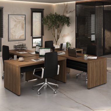 Conjunto Mesa Tamburato 1600 (4 mesas) 2 Nogal.Preto - (1) Ambientada