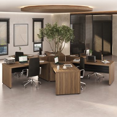 Conjunto Mesa Tamburato 1600 (6 mesas) Nogal.Preto - (1) Ambientada