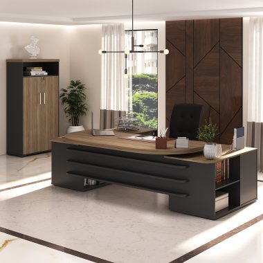 Conjunto Mesa Tamburato Presidente + Armario Tamburato Nogal.Preto - (1) Ambientada