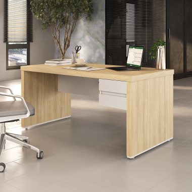 Conjunto Mesa Tamburato1600 Carvalho.Branco + Gaveteiro Suspenso