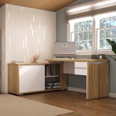 ConjuntoEscrivaninha Smart + Gaveteiro Suspenso Olmo.Branco