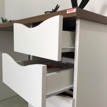Escrivaninha Due Nogal com Branco- Foto real selecionada (1)