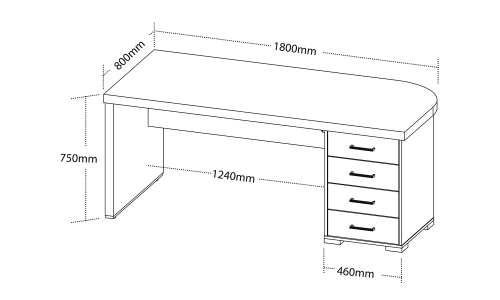 MESA TAMBURATO COM GAVETAS LD