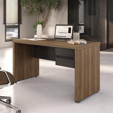 Mesa Tamburato 1400 + Gaveteiro Suspenso 2 Gavetas Nogal.Preto - (1) Ambientada