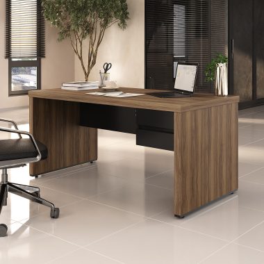 Mesa Tamburato 1600 + Gaveteiro Suspenso 2 Gavetas Nogal.Preto - (1) Ambientada