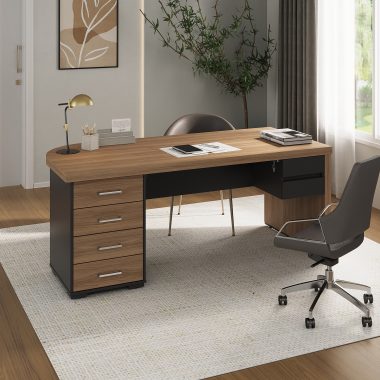 Mesa Tamburato com gavetas LE+ Gaveteiro Suspenso 2 Gavetas Nogal.Preto - (1) Ambientada